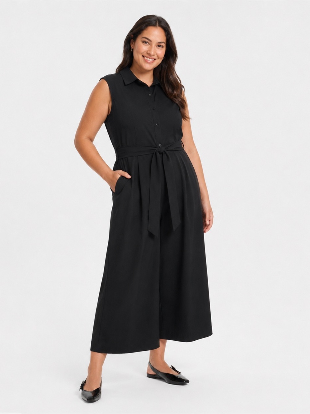 a new day Women Belted Jumpsuit Black Size XL